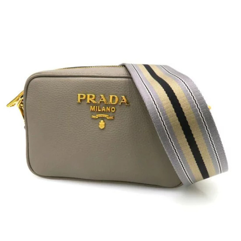 Prada Milano camera bag textured Gray leather striped